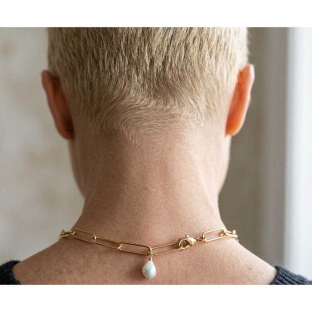 VINTAGE Lili Claspe LINK Necklace Gold Plated REAL PEARL